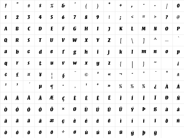 Mezz Std Black Character Map