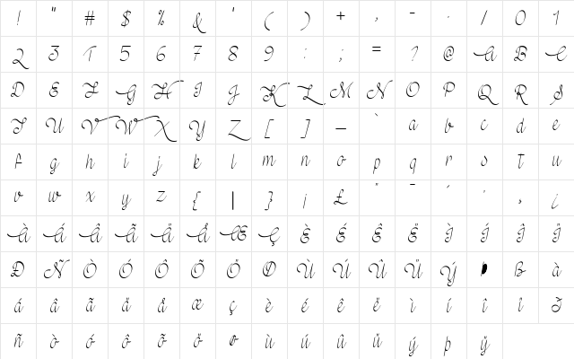 Mf Wedding Bells Regular Character Map