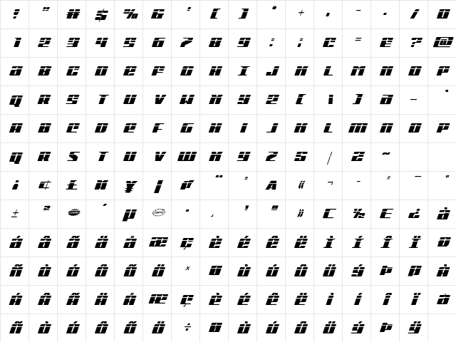 Michigan Condensed Laser Italic Condensed Italic Character Map Michigan Condensed Laser Italic Condensed Italic Character Map