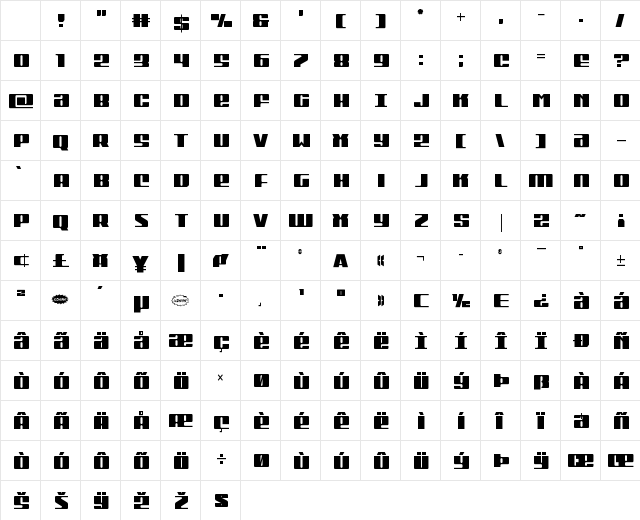 Michigan Condensed Condensed Character Map
