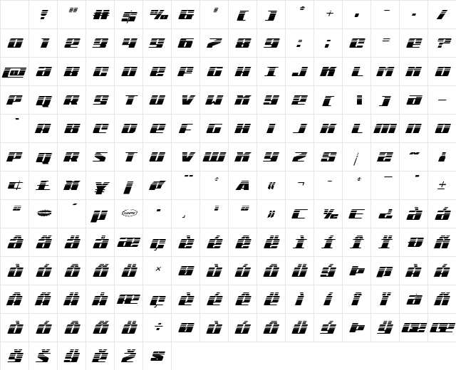 Michigan Halftone Italic Italic Character Map