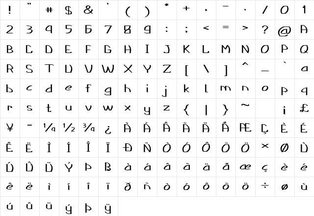 Mickle Extra-expanded Bold Character Map Mickle Extra-expanded Bold Character Map