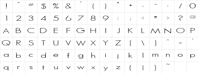 MicroSerif Light Character Map