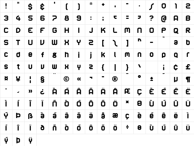 Audex Regular Character Map Audex Regular Character Map