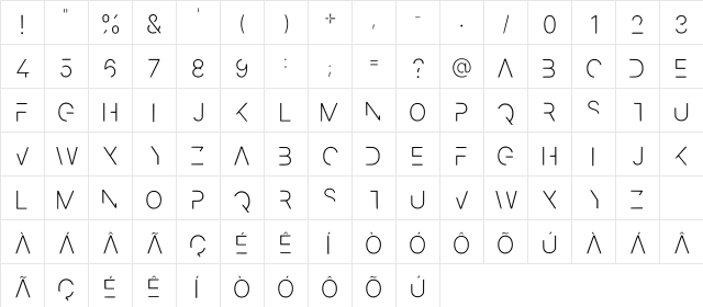 Modrnt_urban Regular Character Map