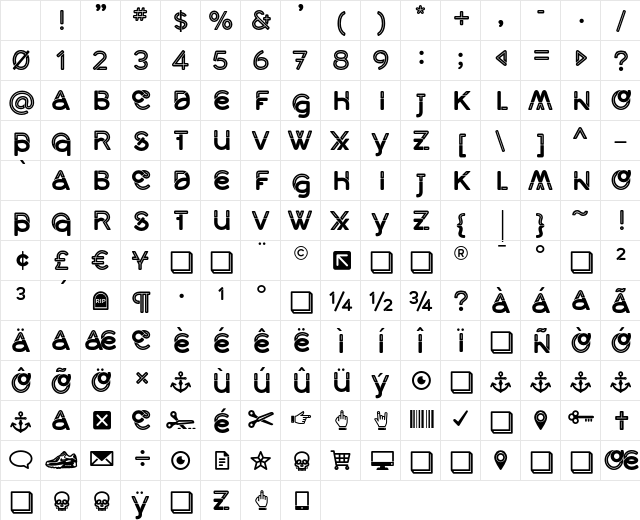 Middlecase Bold Inline Character Map Middlecase Bold Inline Character Map