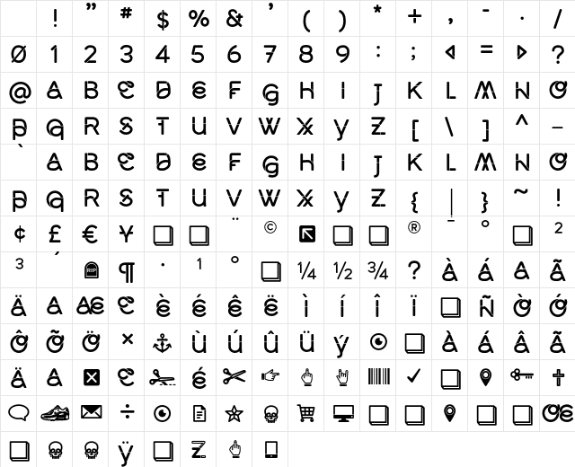 Middlecase Medium Solid Character Map Middlecase Medium Solid Character Map