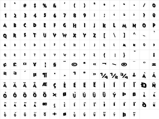 MidVictorian117 Bold Character Map
