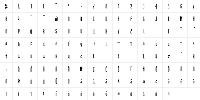 Modula Bold Character Map