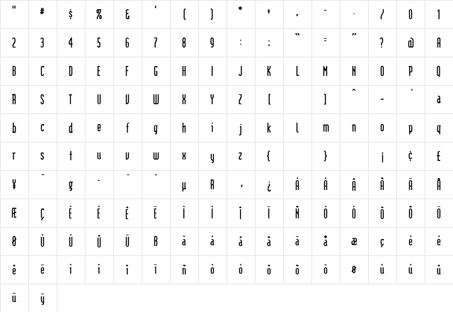 Modula DemiBold Character Map Modula DemiBold Character Map
