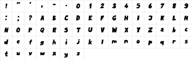 Milord Book Italic Character Map