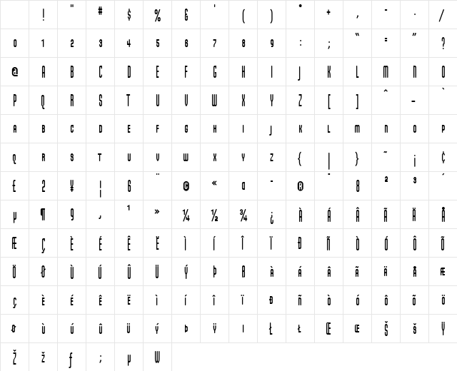 Modula Medium Character Map Modula Medium Character Map