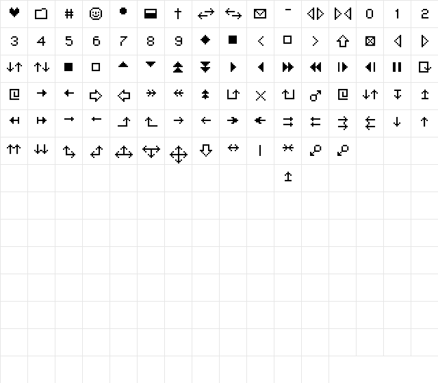 MiniStrzalki Regular Character Map
