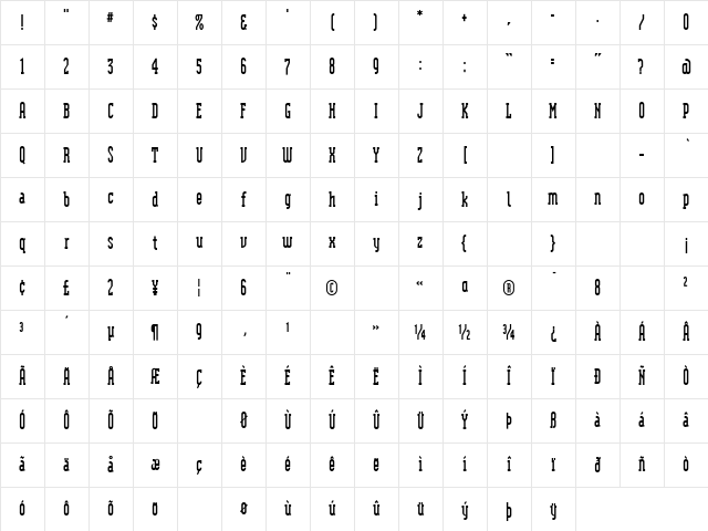 ModularSerifBold Medium Character Map ModularSerifBold Medium Character Map