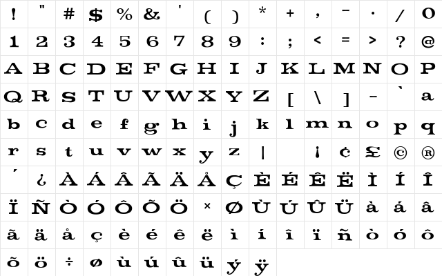 Mister Sinatra Regular Character Map Mister Sinatra Regular Character Map