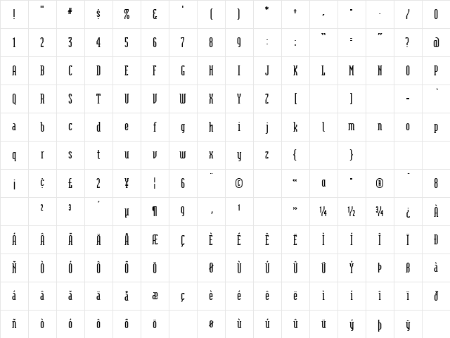 ModulaSerifBold Regular Character Map