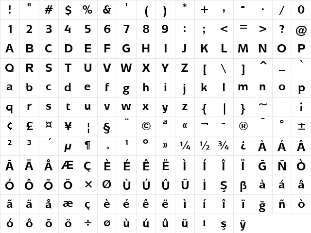 Mixage Bk BT Bold Character Map