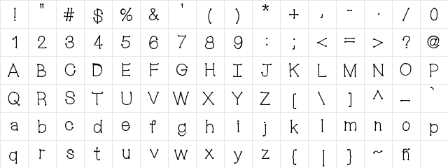 MixConnectDots Medium Character Map