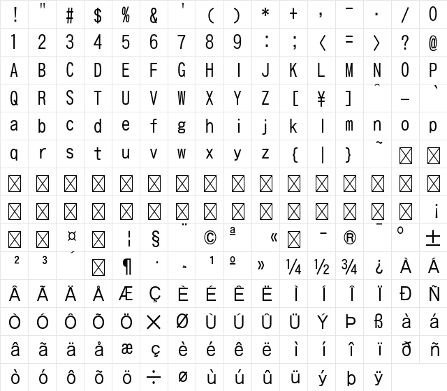 U-OTF MNewsG Upr L Character Map U-OTF MNewsG Upr L Character Map