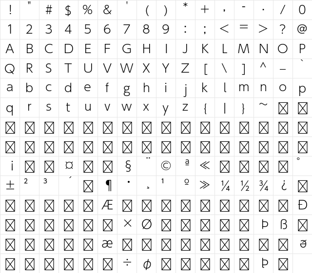 MO UDShinGo Hangul Ko2 L Character Map
