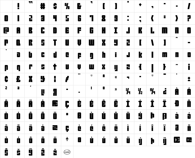 Mobile Infantry Condensed Character Map Mobile Infantry Condensed Character Map