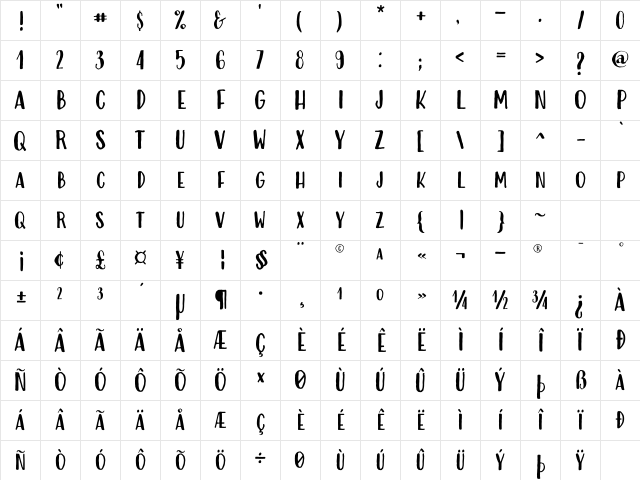 Modern Love Caps Regular Character Map Modern Love Caps Regular Character Map