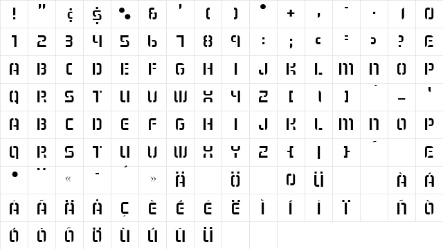 Modsten Regular Character Map