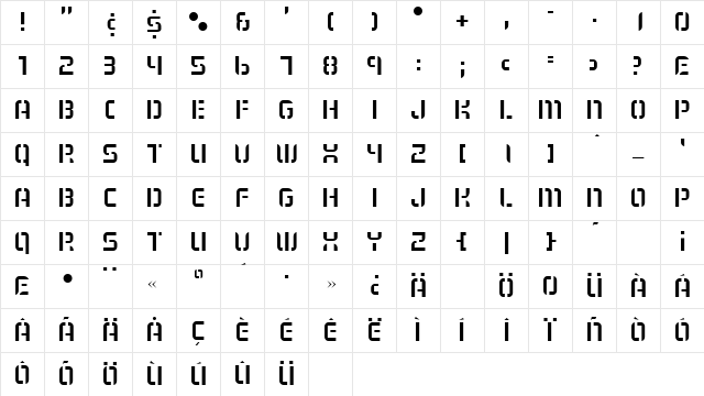 Modsten Regular Character Map