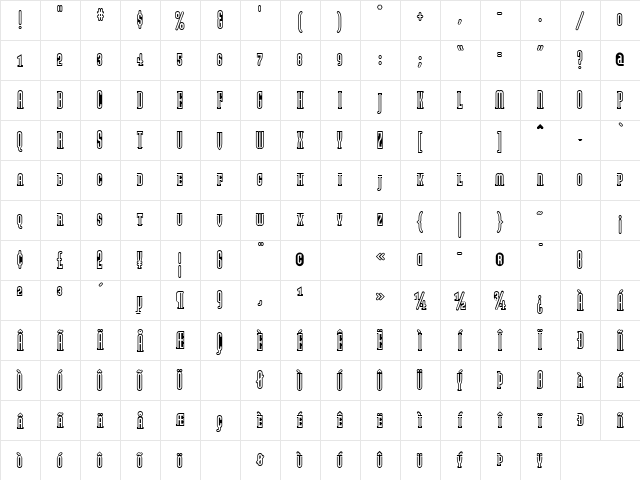 Modula Medium Character Map