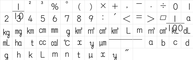 MO GSuujiSI K20 Character Map
