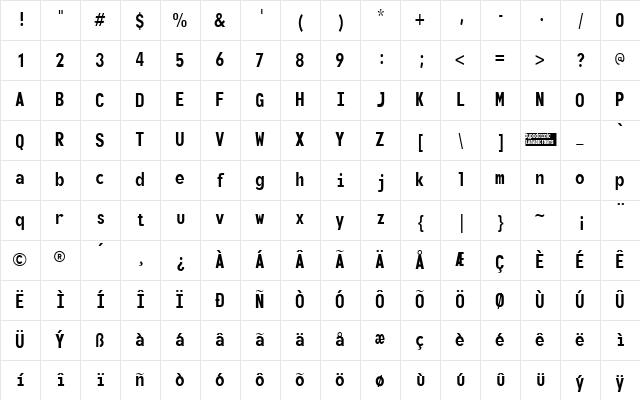 Monofonto Regular Character Map