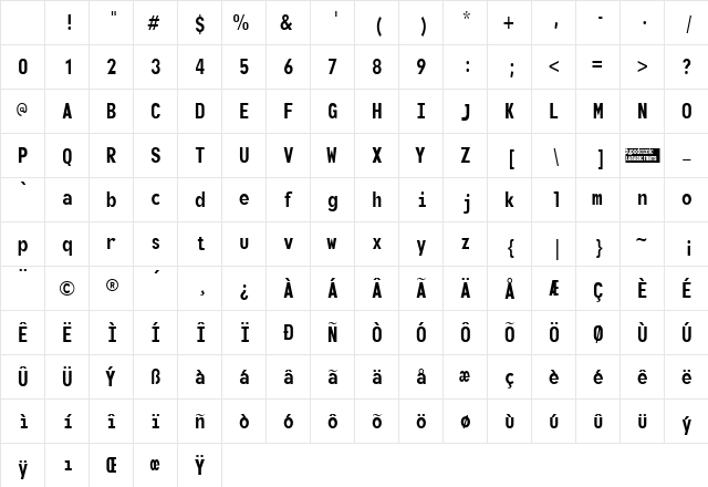 Monofonto Regular Character Map Monofonto Regular Character Map