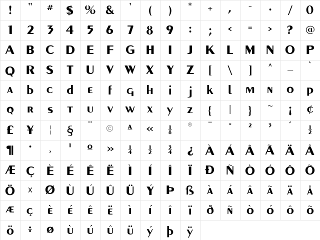 MontereyFLF Bold Character Map MontereyFLF Bold Character Map