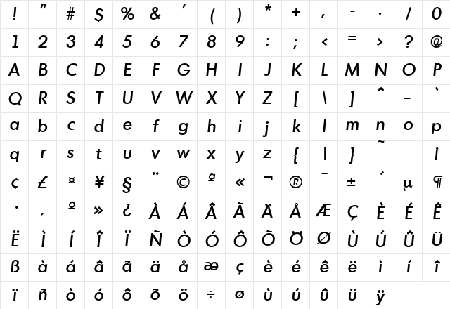 Montreal-Serial-Medium RegularItalic Character Map Montreal-Serial-Medium RegularItalic Character Map