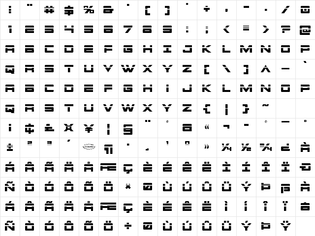 Montroc Laser Regular Character Map