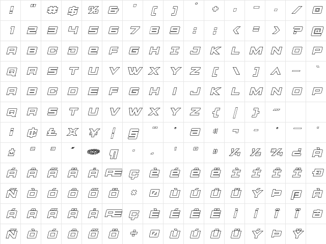 Montroc Outline Italic Outline Italic Character Map