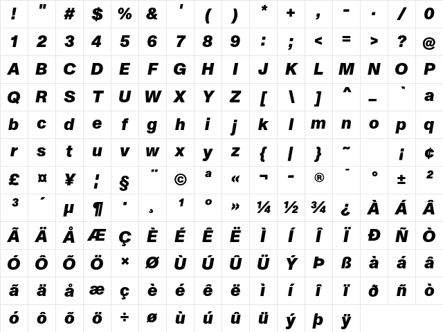Monument Grotesk ExtBd Italic Character Map Monument Grotesk ExtBd Italic Character Map