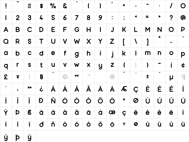 Moon 2.0 Bold Character Map Moon 2.0 Bold Character Map
