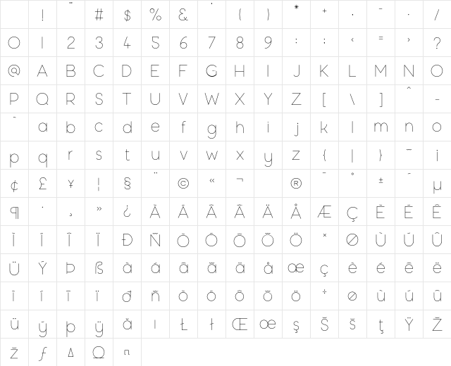 Moon 2.0 Light Character Map