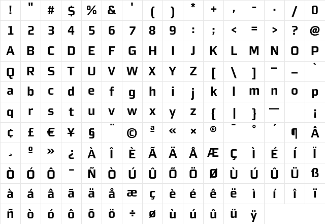 MorganSnLining Bold Character Map