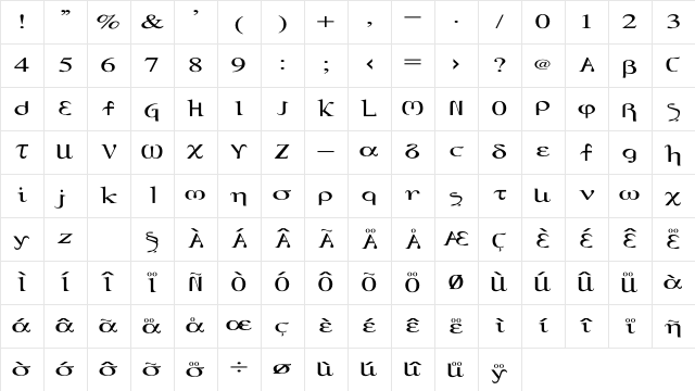 Morocco LT Std Regular Character Map
