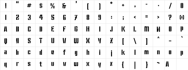 Moshka Stencil Character Map