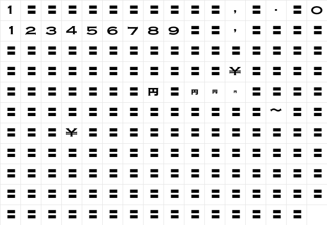 MOSuuji H A AHn Character Map