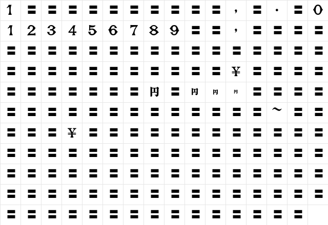 MOSuuji H A CEn Character Map