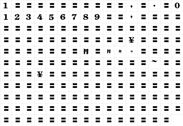 MOSuuji H A DGn Character Map