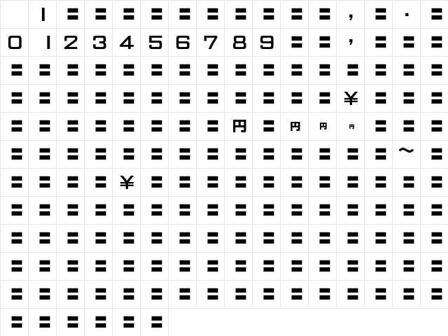 MOSuuji H A EAn Character Map MOSuuji H A EAn Character Map