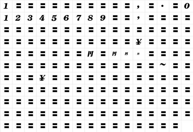 MOSuuji H A GAn Character Map