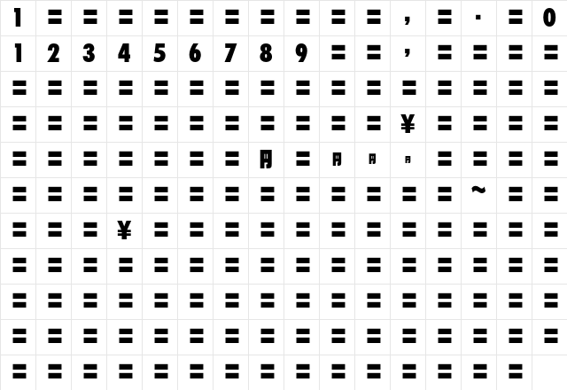 MOSuuji H B EBn Character Map