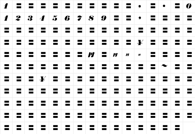 MOSuuji H B GFn Character Map