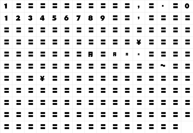 MOSuuji H B HEn Character Map
